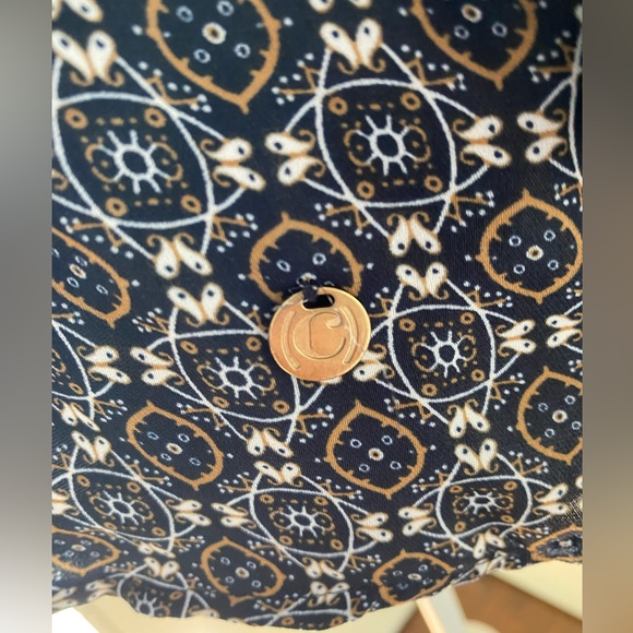 Cacharel Blouse Blue Geometric 3/4 Sleeve - Picture 3 of 5